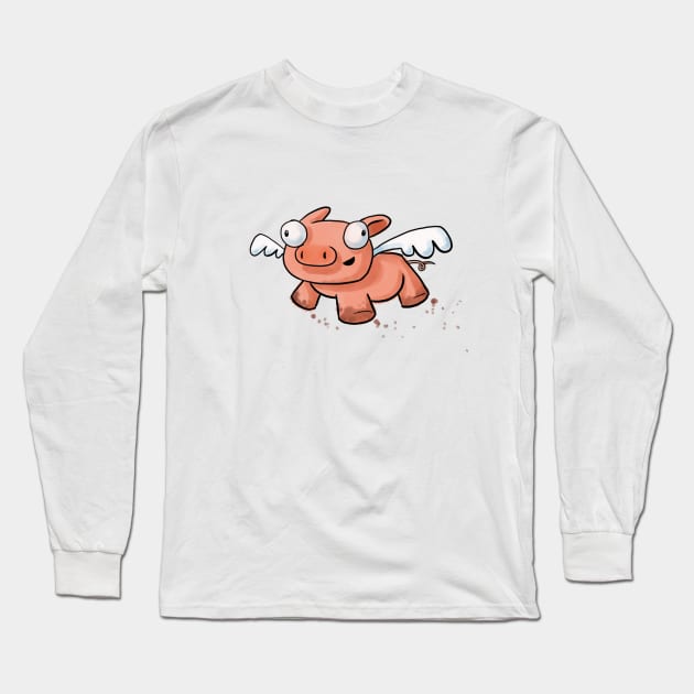 Flying Pig Long Sleeve T-Shirt by ronnietucker